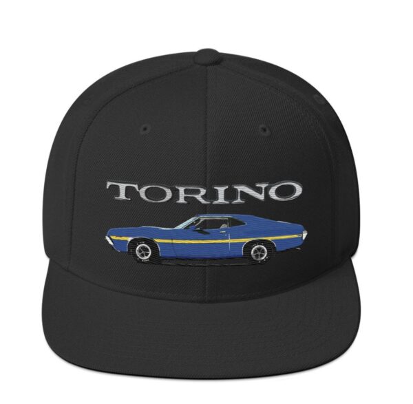 1972 Gran Torino Blue Muscle Car Owner Snapback Hat adjustable snap back