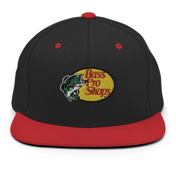 Bass Pro Shops Snapback Hat Embroidery Black Red