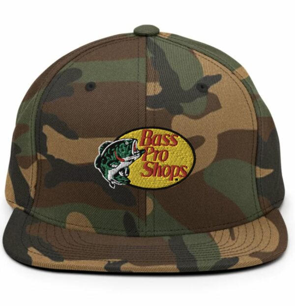 Bass Pro Shops Snapback Hat Embroidery Green Camo