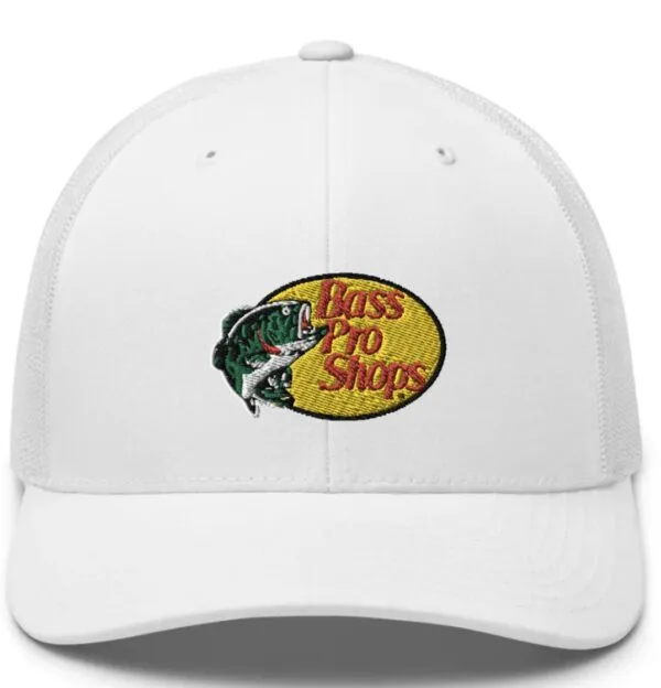 Bass Pro Shops Trucker Hat Embroidery White