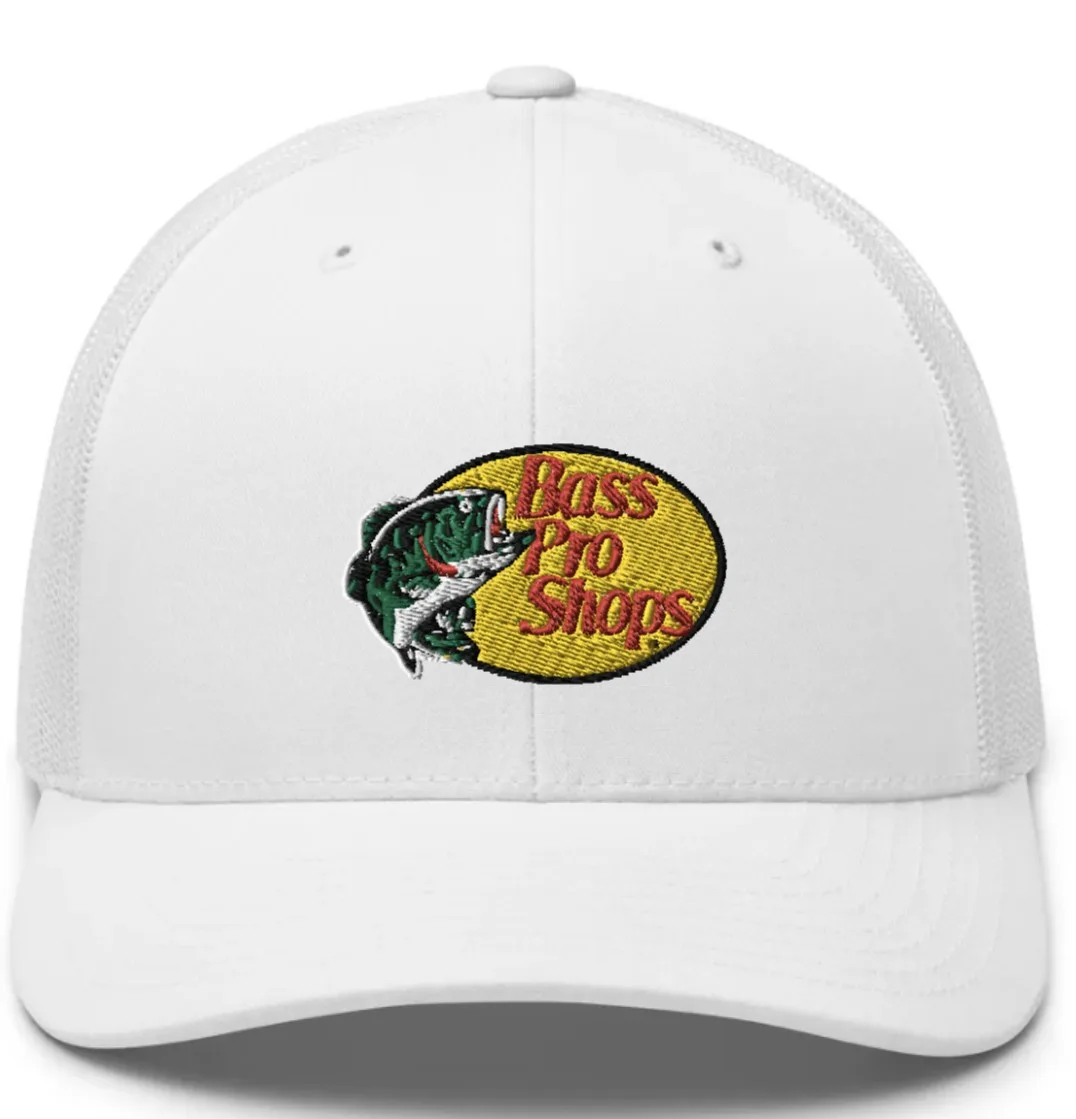 Bass Pro Shops Trucker Hat Embroidery White