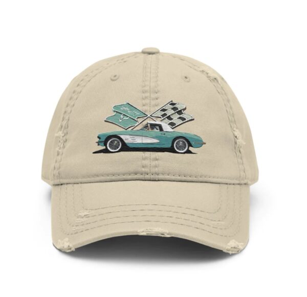 Corvette C1 Aqua Antique Classic Car owner gift Distressed Dad Hat