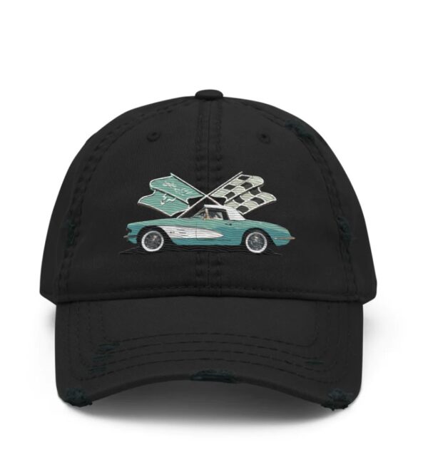 Corvette C1 Aqua Antique Classic Car owner gift Distressed Dad Hats