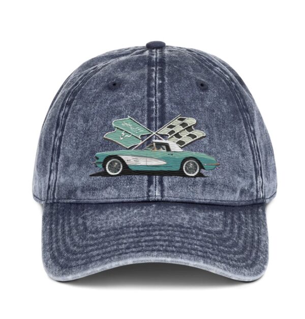 Corvette C1 Aqua Antique Classic Car owner gift Vintage Cotton Twill Cap dad hat