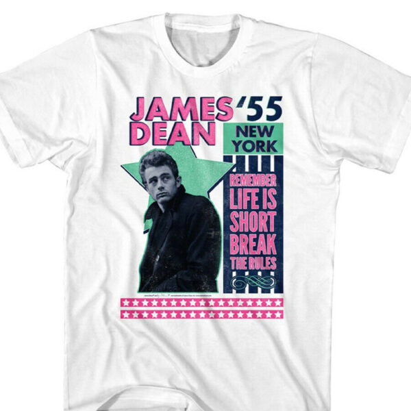 JAMES DEAN Shirt Remember Life is Short Quote Graphic Tee