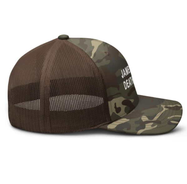 James Dean Death Cult Camo Brown Trucker Hat Embroidered back