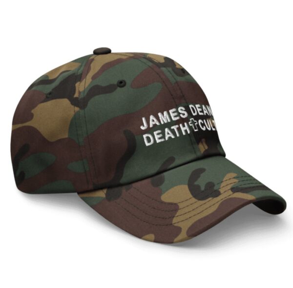 James Dean Death Cult Classic Dad Hat Green Camo Embroidered right