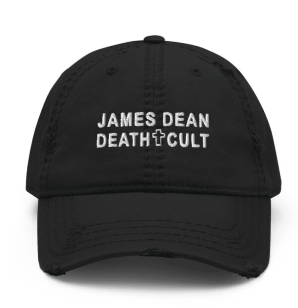 James Dean Death Cult Distressed Dad Hat Black Embroidered