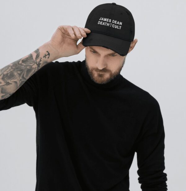 James Dean Death Cult Distressed Dad Hat Black Embroidered Men