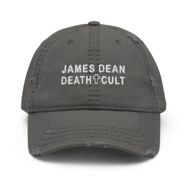 James Dean Death Cult Distressed Dad Hat Charcoal Grey Embroidered