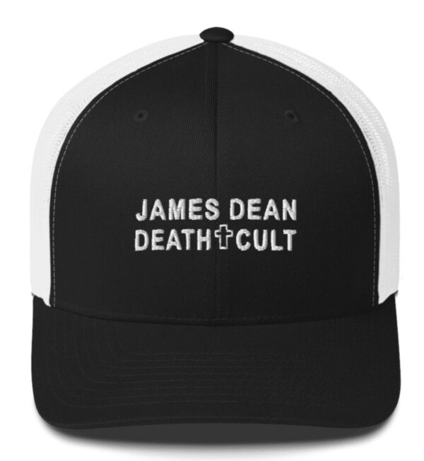 James Dean Death Cult Retro Trucker Hat Black White Embroidered