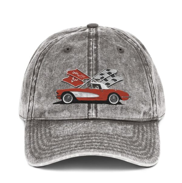 Red Corvette C1 Antique Classic Car owner gift Vintage Cotton Twill Cap dad hats