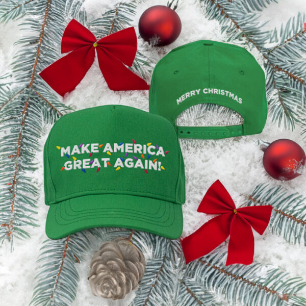 Trump MAGA Red Christmas Hat Embroidery Green