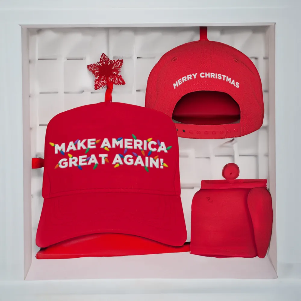 Trump MAGA Red Christmas Hats Embroidery