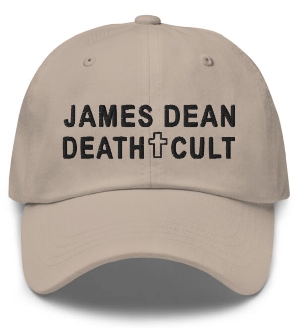 James Dean Death Cult Dad Hat Text Black Stone