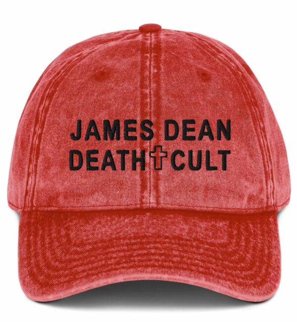 James Dean Death Cult Vintage Cap Text Black Red